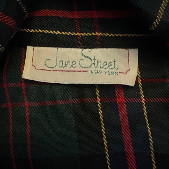 Vintage Jane Street New York Green Plaid Button-Down Midi Dress With Pockets Siz - Picture 5 of 10